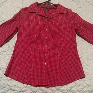 Red Plaid Collared Shirt